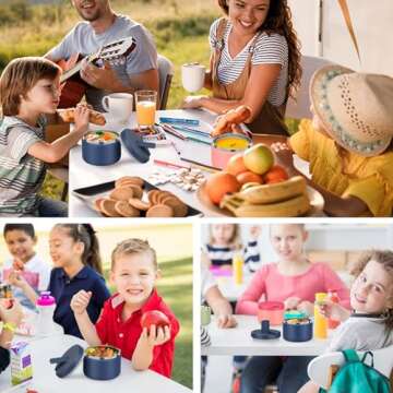 LOHASOK 12oz Kids Soup Thermo for Hot Food Insulated Vacuum Food Jar with Buckle Lid, Stainless Steel Wide Mouth Leak Proof Lunch Container for School Travel-Blue