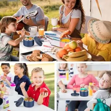 LOHASOK 12oz Kids Soup Thermo for Hot Food Insulated Vacuum Food Jar with Buckle Lid, Stainless Steel Wide Mouth Leak Proof Lunch Container for School Travel-Blue