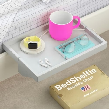 BedShelfie Bedside Shelf for Bunk Bed & Top Bunk, College Dorm Room Essentials, Loft Nightstand, Flo...