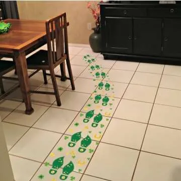 jollylife 504PCS St. Patrick's Day Decorations Leprechaun Footprints Floor Decals - Shamrock Gold Coin Party Decorations Stickers