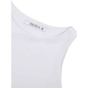 REORIA Women's Sexy Sleeveless High Neck Racerback Cropped Tank Tops Cute Teen Girls Halter Neck Crop Tops Vest White X-Large