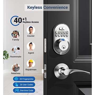 Veise Fingerprint Door Lock, Keyless Entry Keypad Deadbolt, Anti Peeping Password, Auto Lock, Easy I...