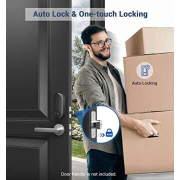 Veise Fingerprint Door Lock, Keyless Entry Keypad Deadbolt, Anti Peeping Password, Auto Lock, Easy Install, Satin Nickel