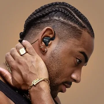 BASN Metalen in-Ear Monitors Headphones,4 Drivers Musicians Noise Isolating IEMs with Deep Bass, Two Detachable MMCX Cables with Case for Singers,Drummers,Bassists(Matt Black)