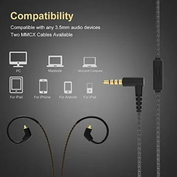BASN Metalen in-Ear Monitors Headphones,4 Drivers Musicians Noise Isolating IEMs with Deep Bass, Two Detachable MMCX Cables with Case for Singers,Drummers,Bassists(Matt Black)