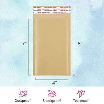 UCGOU Natural Kraft Bubble Mailers 4x8 Inch 50 Pack Brown Padded Envelopes #000 Small Business Maili...