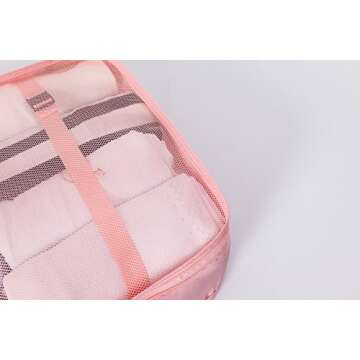 7 pcs Luggage Packing Organizers Packing Cubes Set for Travel (Pink)