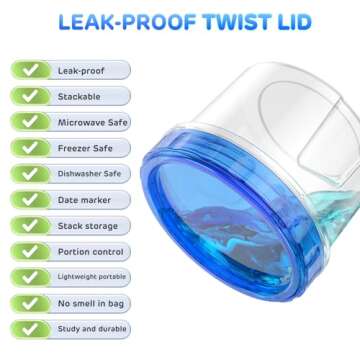 Freezer Storage Containers, [6 Pack-16 Oz] Airtight Plastic Food Storage Containers with Twist Top Lids, Soup, Meal Prep Containers | BPA Free | Stackable | Leakproof | Microwave/Dishwasher Safe