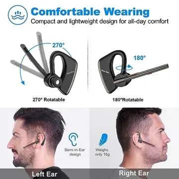 New bee Bluetooth Earpiece V5.2 Wireless Bluetooth Headset 24Hrs Talktime CVC8.0 Dual Mic Noise Cancelling for iPhone/Android/Driver/Business/Office(Black)