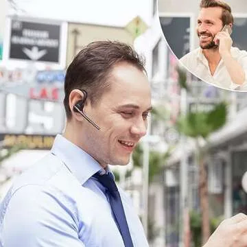 New bee Bluetooth Earpiece V5.2 Wireless Bluetooth Headset 24Hrs Talktime CVC8.0 Dual Mic Noise Cancelling for iPhone/Android/Driver/Business/Office(Black)