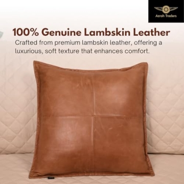 Lambskin Leather Pillow Cover – Decorative Sofa Cushion Case