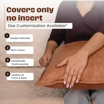 Lambskin Leather Pillow Cover – Decorative Sofa Cushion Case