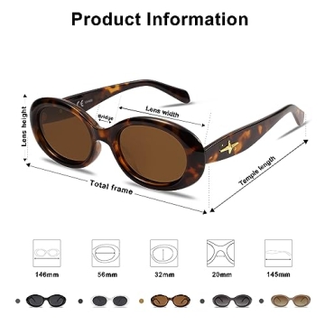 SOJOS Polarized Small Oval Sunglasses for UV400 Protection