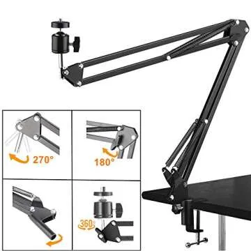 Suspension Scissor Arm Stand Kits with 6 inches Phone Ring Light and Cellphone Holder for Video Conference, Online Lesson, Fits for Mobiles, Cameras,Logitech Webcams Brio C920 C930 C935 C922