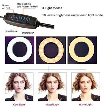 Suspension Scissor Arm Stand Kits with 6 inches Phone Ring Light and Cellphone Holder for Video Conference, Online Lesson, Fits for Mobiles, Cameras,Logitech Webcams Brio C920 C930 C935 C922