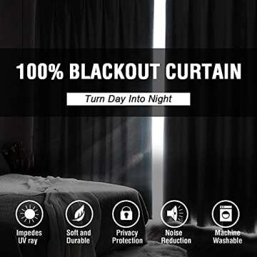 H.VERSAILTEX 100% Blackout Curtains for Bedroom Thermal Insulated Blackout Curtains 45 inch Length F...