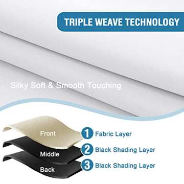 H.VERSAILTEX 100% Blackout Curtains for Bedroom Thermal Insulated Blackout Curtains 45 inch Length Full Light Blocking Curtains for Living Room with Black Liner 2 Panels, Pure White