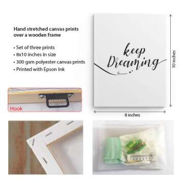 Jane's Art - Motivational Wall Art, Black and white Positive affirmations | Ready to hang canvas prints with inspirational quotes for Women, Men, teenagers | 3-piece bedroom or office pictures, 8x10