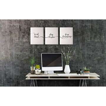 Jane's Art - Motivational Wall Art, Black and white Positive affirmations | Ready to hang canvas prints with inspirational quotes for Women, Men, teenagers | 3-piece bedroom or office pictures, 8x10