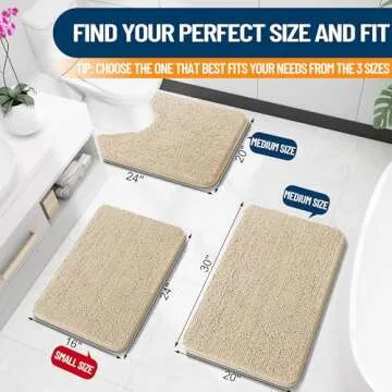 OLANLY Bathroom Rugs 24x16, Extra Soft Absorbent Chenille Bath Rugs, Rubber Backing Quick Dry, Machi...