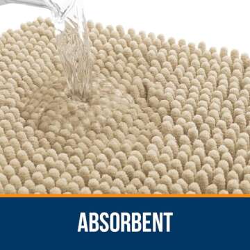 OLANLY Bathroom Rugs 24x16, Extra Soft Absorbent Chenille Bath Rugs, Rubber Backing Quick Dry, Machine Washable Bath Mats for Bathroom Floor, Tub and Shower, Home Decor Accessories, Beige