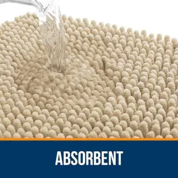 OLANLY Bathroom Rugs 24x16, Extra Soft Absorbent Chenille Bath Rugs, Rubber Backing Quick Dry, Machine Washable Bath Mats for Bathroom Floor, Tub and Shower, Home Decor Accessories, Beige