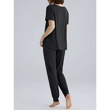 Latuza Women's Viscose Jogger Pants Lounge Pajamas Set L Black