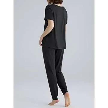 Latuza Women's Viscose Jogger Pants Lounge Pajamas Set L Black