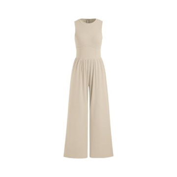 Stylish Beige Sleeveless Jumpsuit for Women - Comfortable & Dressy