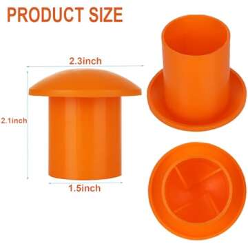 Acrux7 Rebar Safety Caps - 60 Durable Orange Plastic Mushroom Caps for Rebar Protection