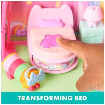 Gabby’s Dollhouse, Sweet Dreams Bedroom with Pillow Cat Figure and 3 Accessories, 3 Furniture and 2 Deliveries, Kids Toys for Ages 3 and Up