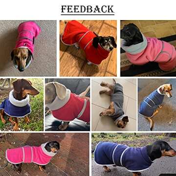 Dachshund Coats Sausage Dog Fleece Coat in Winter Miniature Dachshund Clothes with Hook and Loop Closure and high vis Reflective Trim Safety - Gray - M