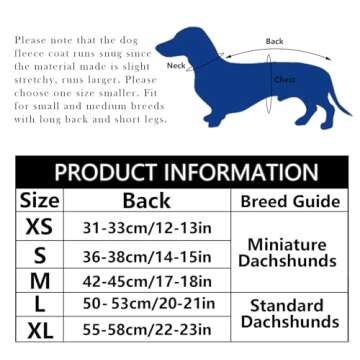 Dachshund Coats Sausage Dog Fleece Coat in Winter Miniature Dachshund Clothes with Hook and Loop Closure and high vis Reflective Trim Safety - Gray - M