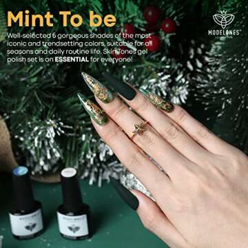 modelones Green Gel Nail Polish Set, 6 Colors Dark Green Glitter Gel Polish Set Soak Off Forest Green Avocado Sparkle Christmas LED Nail Art Gel Nail Manicure Gifts for Women Girls DIY Salon