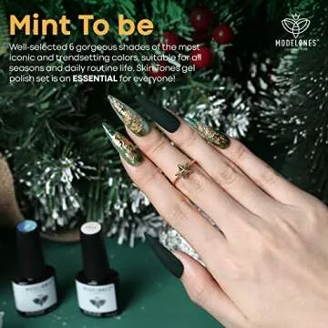 modelones Green Gel Nail Polish Set, 6 Colors Dark Green Glitter Gel Polish Set Soak Off Forest Green Avocado Sparkle Christmas LED Nail Art Gel Nail Manicure Gifts for Women Girls DIY Salon