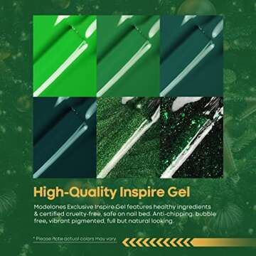 modelones Green Gel Nail Polish Set, 6 Colors Dark Green Glitter Gel Polish Set Soak Off Forest Green Avocado Sparkle Christmas LED Nail Art Gel Nail Manicure Gifts for Women Girls DIY Salon