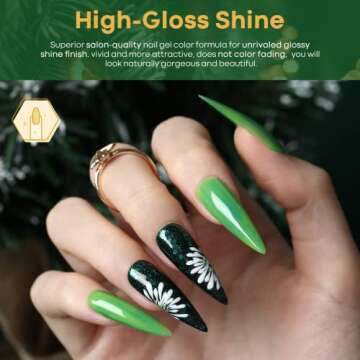 modelones Green Gel Nail Polish Set, 6 Colors Dark Green Glitter Gel Polish Set Soak Off Forest Green Avocado Sparkle Christmas LED Nail Art Gel Nail Manicure Gifts for Women Girls DIY Salon