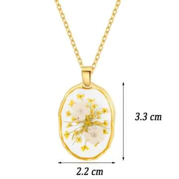 Daffodils and Queen Anne's Lace Pressed Wildflower Necklace | Pressed Flower Necklace Gift for Women | Handmade Necklaces | March Birth Flower Necklace | symbols of rebirth and hope | Easter | 18”
