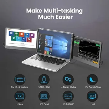 Teamgee Portable Monitor: 12” Full HD Dual-Screen Extender