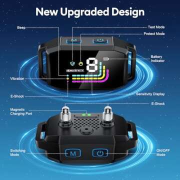 MEGWR Dog Bark Collar, Anti Barking Training Collar with Beep Vibration Shock for Large Medium Small Dogs,Bark Shock Collar with 8 Adjustable Sensitivity IP67 Waterproof(Black)