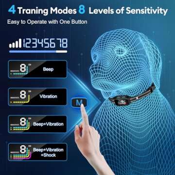 MEGWR Dog Bark Collar, Anti Barking Training Collar with Beep Vibration Shock for Large Medium Small Dogs,Bark Shock Collar with 8 Adjustable Sensitivity IP67 Waterproof(Black)