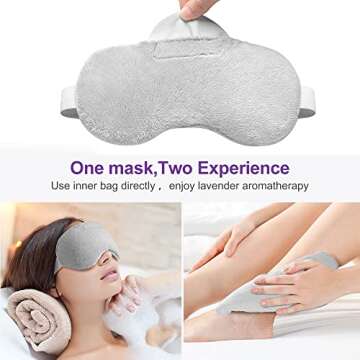 Umisleep Lavender Eye Mask, Aromatherapy Weighted Sleep Mask for Dry Eyes Men Women, Microwave Heated Hot Therapy Eye Cover Moist Compression Pain Relief, Eye Pillow for Puffy Eyes, Sinus Pain, Grey