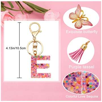 TTYY Initial Letter Keychain for Women Gift for Young Teenage Girl Gifts for Christmas to Mom Daught...