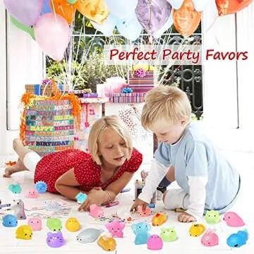 LUDILO Glitter Mochi Animal Squishies for Kids Fun