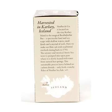 Nordur Salt, Smoked Arctic Sea Salt Flakes, Cardboard Box 3.5 OZ - Premium Icelandic Flake Salt for Seafood, Adds Rich Smoky Flavor to Any Dish, Pyramid Crystals, Sustainable, Eco-friendly,