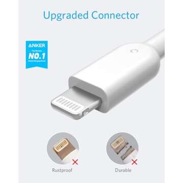 Anker Powerline II Lightning Cable,Apple MFi Certified,USB Charging/Sync Lightning Cord Compatible w...