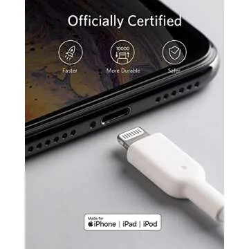 Anker Powerline II Lightning Cable,Apple MFi Certified,USB Charging/Sync Lightning Cord Compatible with iPhone 11 Series/SE/Xs/XR ,and More(6FT,White)