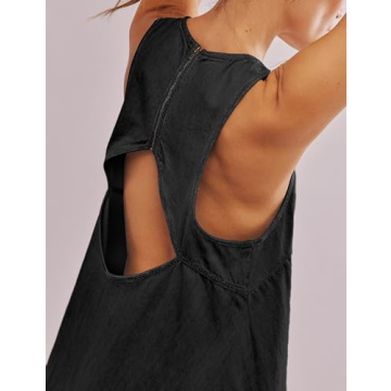 TBETNE Women's Sleeveless Denim Mini Dress with Pockets