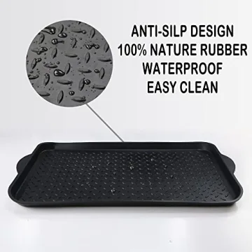 Matace 1 Pack Small Rubber Boot Tray for Entryway - Rubber Boot Mat - Small Shoe Tray-Rubber Shoe Mats for Shoes and Boots for Indoor and Outdoor Use, 27.95"x 15.74"
