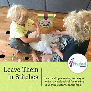 Pinwheel Crafts Beginner Sewing Kit for Kids 8-12 - Easy DIY Panda Pillow Kit - Learn to Sew - Kids Sewing Craft Gifts - Make Your Own Stuffed Animal Panda Plush Toy
